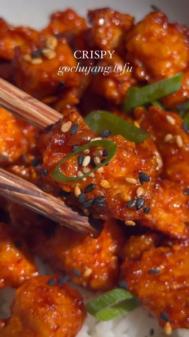 Pan-Fried Tofu with Spicy Korean Gochujang Sauce