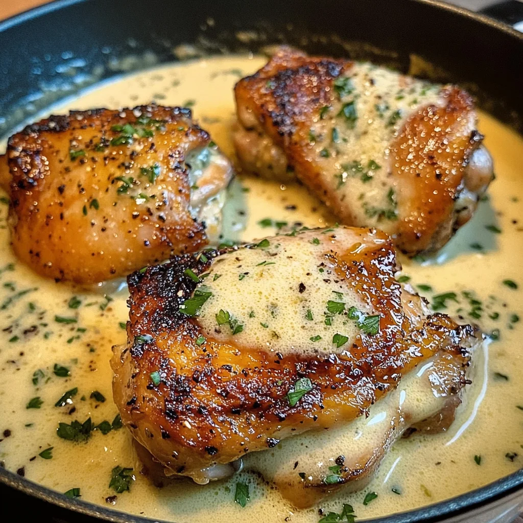 Creamed Garlic Butter Chicken Thighs