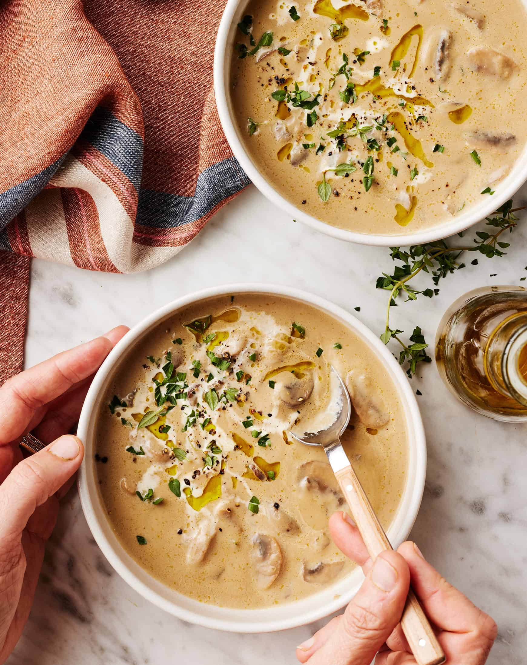 Sautéed Breakfast Burgers with Creamy Mushroom Soup