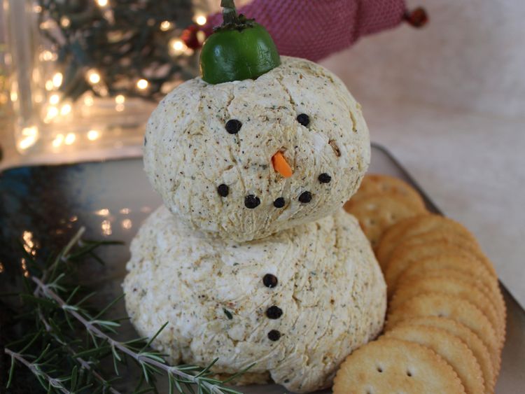 Snowman-Shaped Mini Cheese and Herb Biscuits