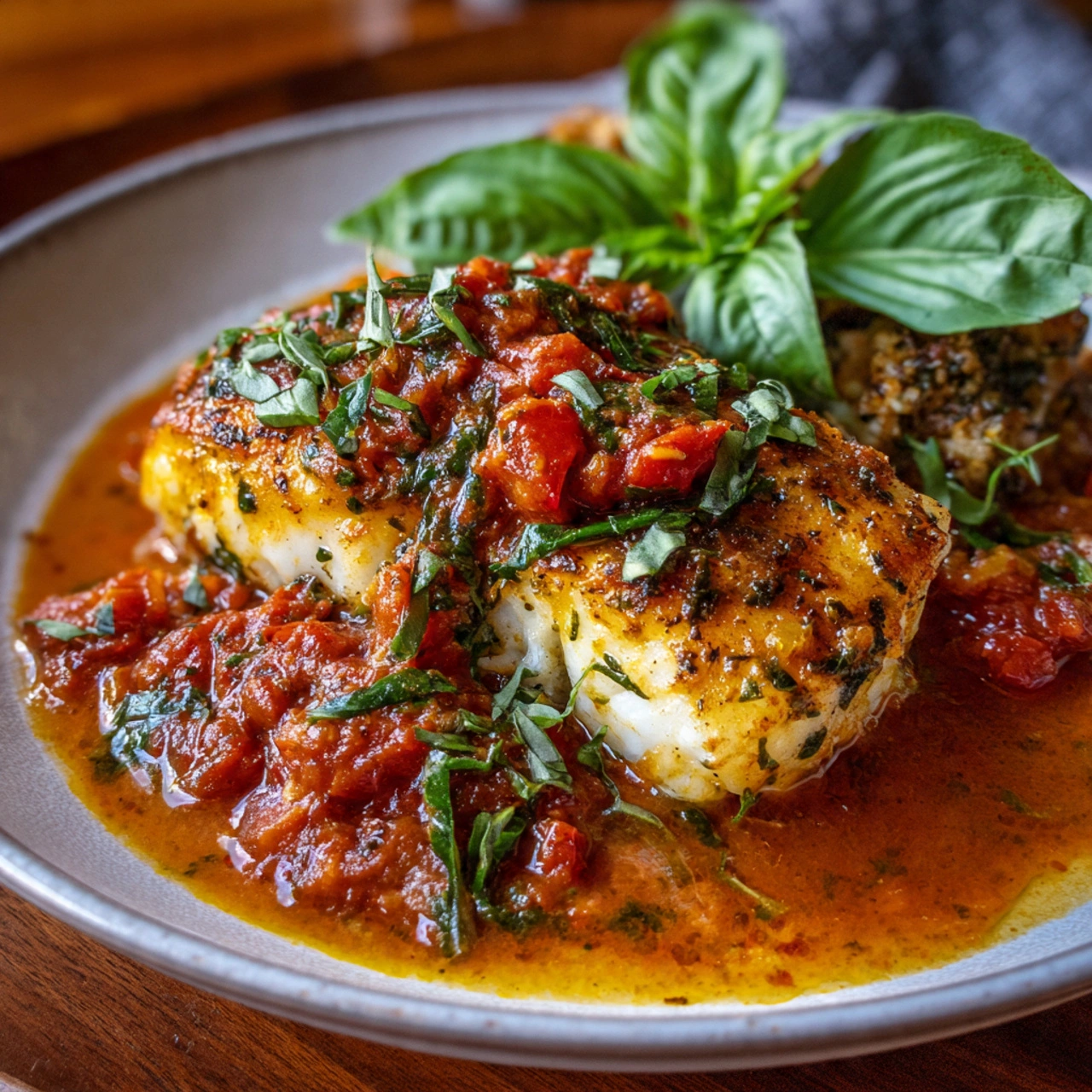 Baked Italian-Style Cod with Tomato and Basil