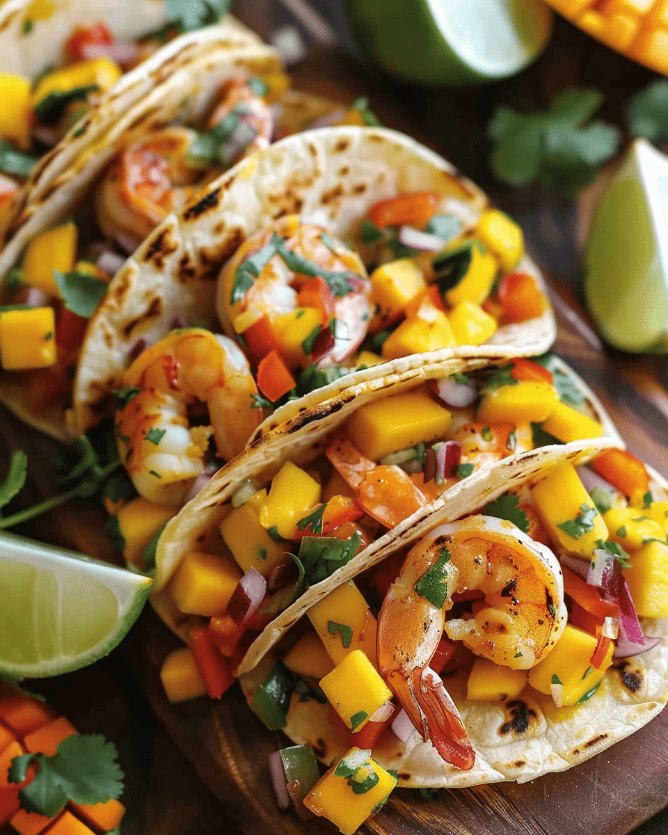 Sautéed Shrimp Tacos with Spicy Mango Salsa