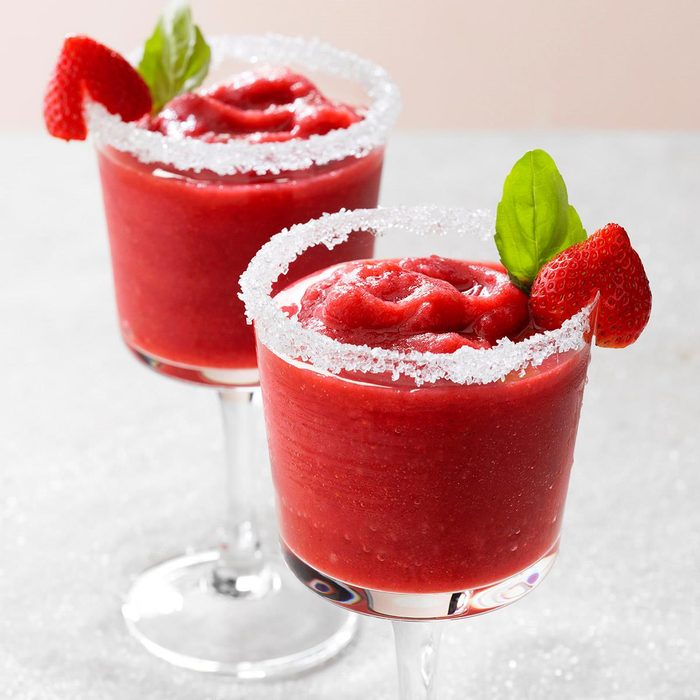 Blended Strawberry Basil Margarita