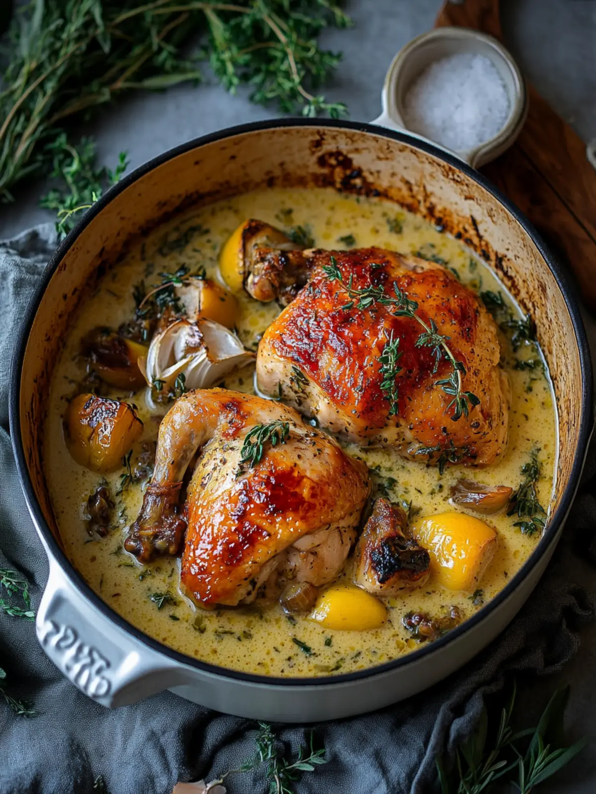 Herb-Roasted Chicken with White Wine and Garlic