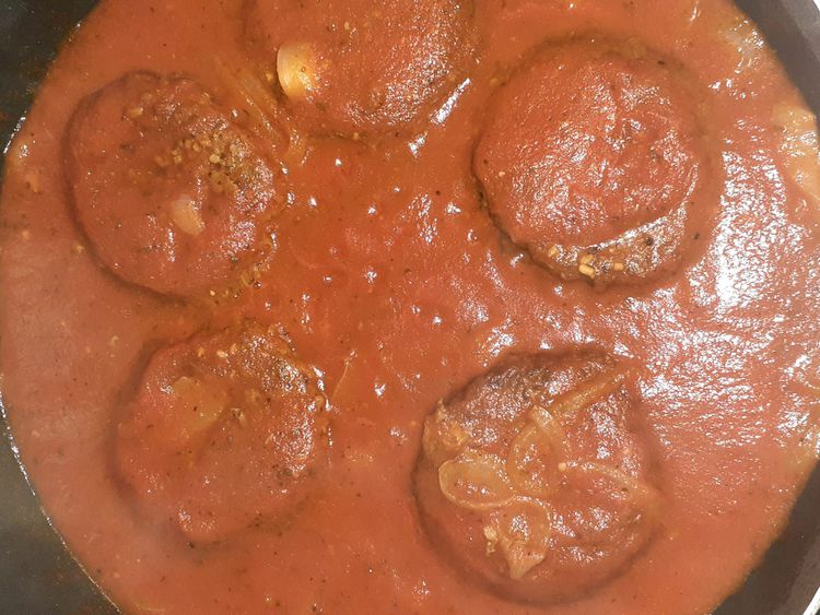 Pan-Seared Burgers with Creamy Tomato Soup