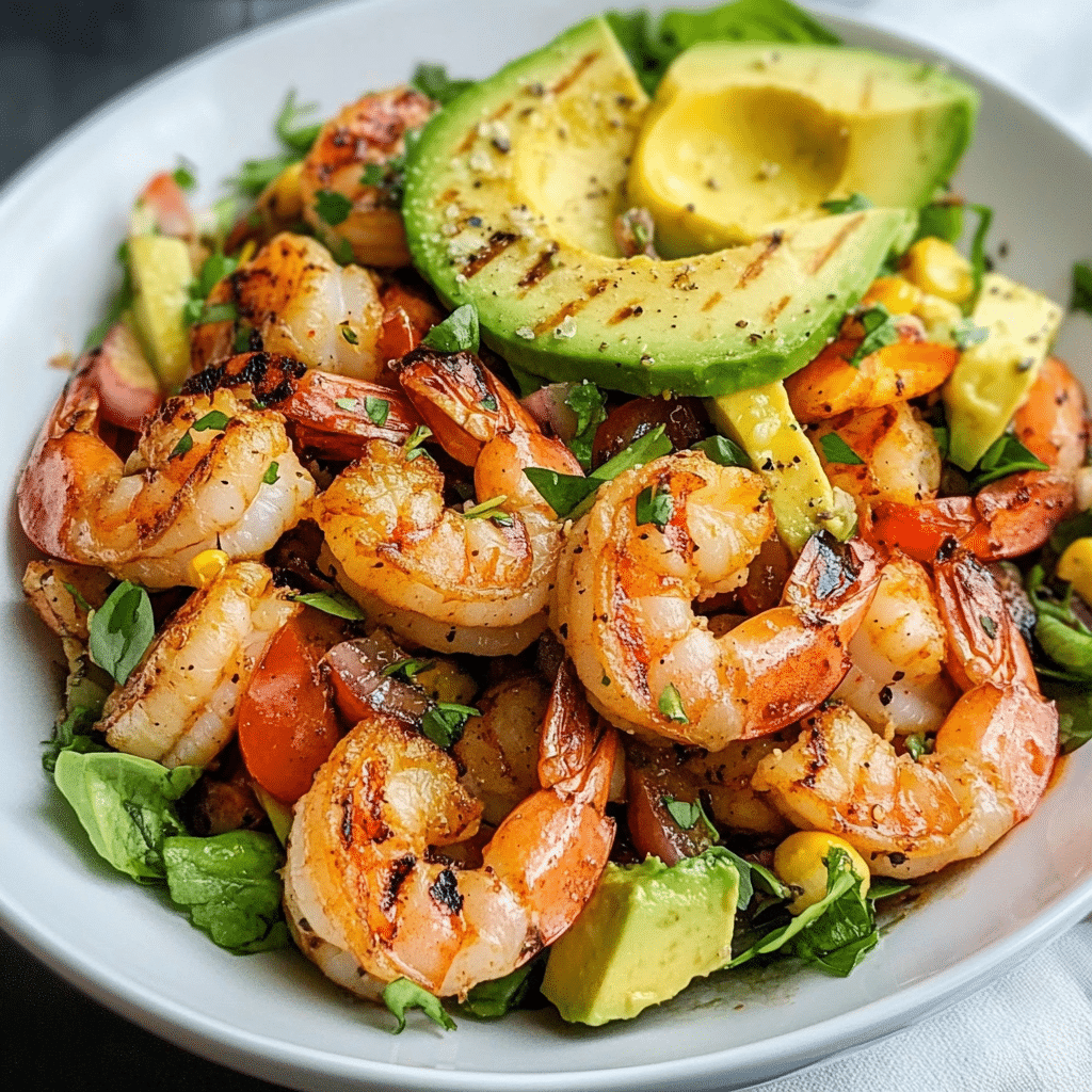 Sautéed Garlic Butter Shrimp with Avocado Salad
