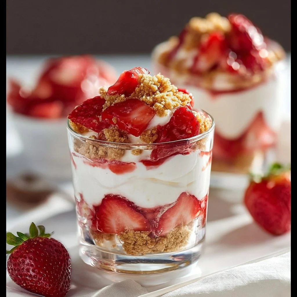 No-Bake Strawberry Cheesecake Parfaits with Graham Cracker