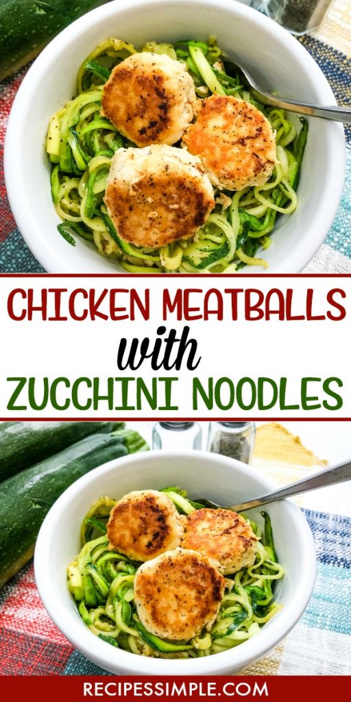 Cheddar-Stuffed Keto Chicken Meatballs with Zucchini Noodles