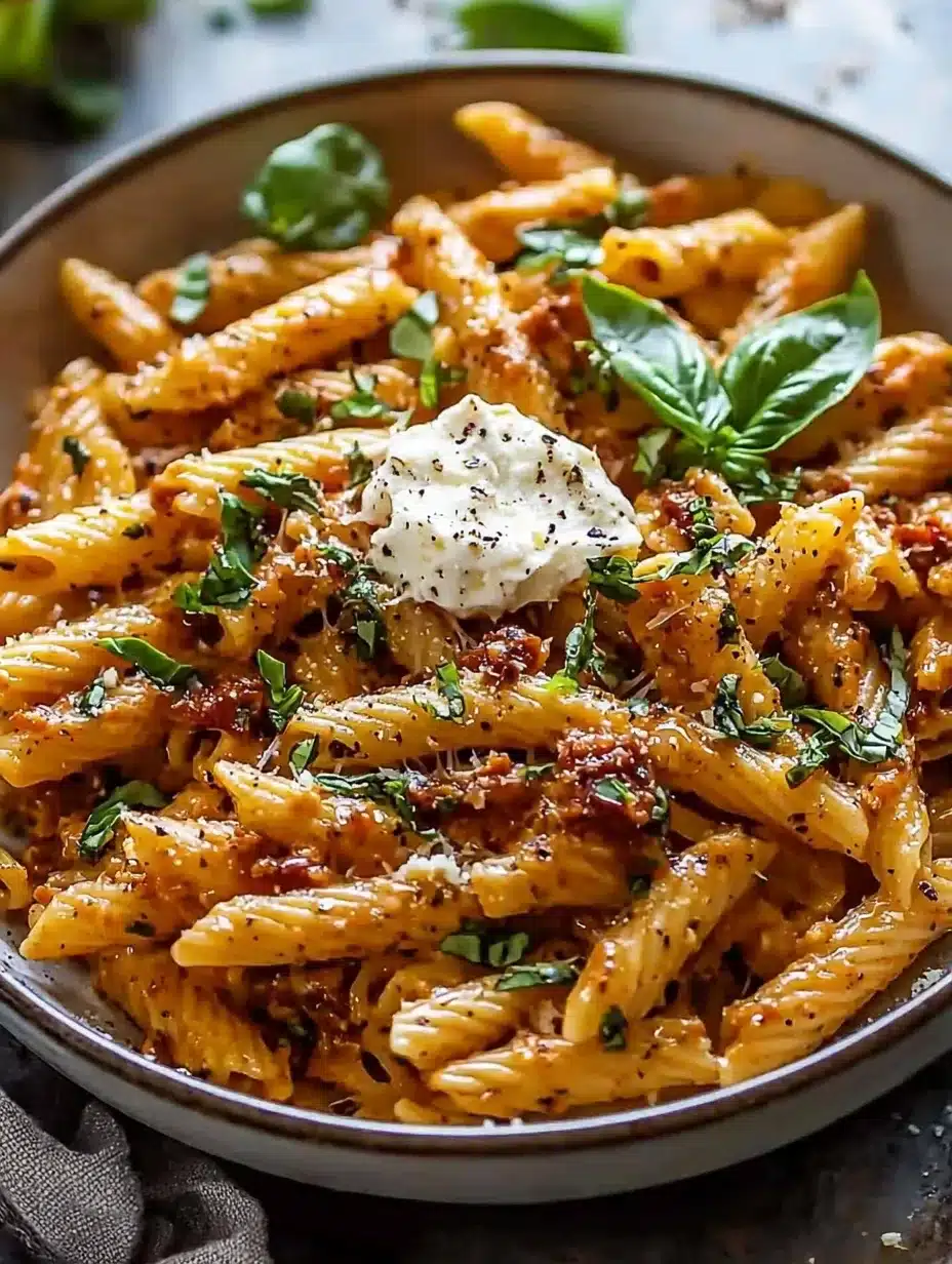 Lemon-Basil Ricotta Pasta with Sun-Dried Tomatoes