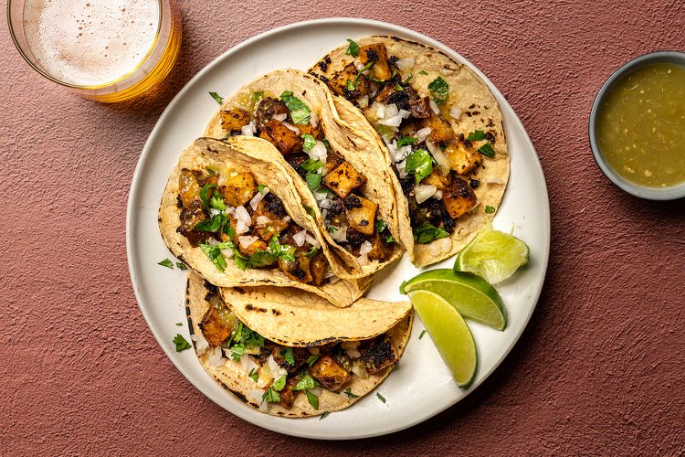 Pan-Seared Chorizo and Potato Tacos with Cilantro Lime