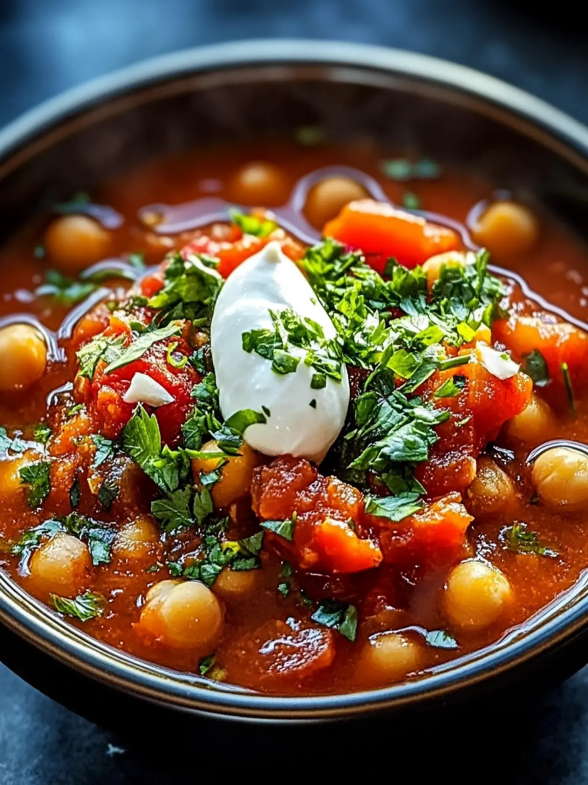 Harissa-Spiced Chickpea and Tomato Stew with Garlic and Cumin