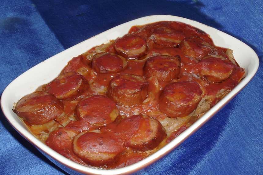 Smoked Central Texas Sausage with Tangy Tomato BBQ Sauce