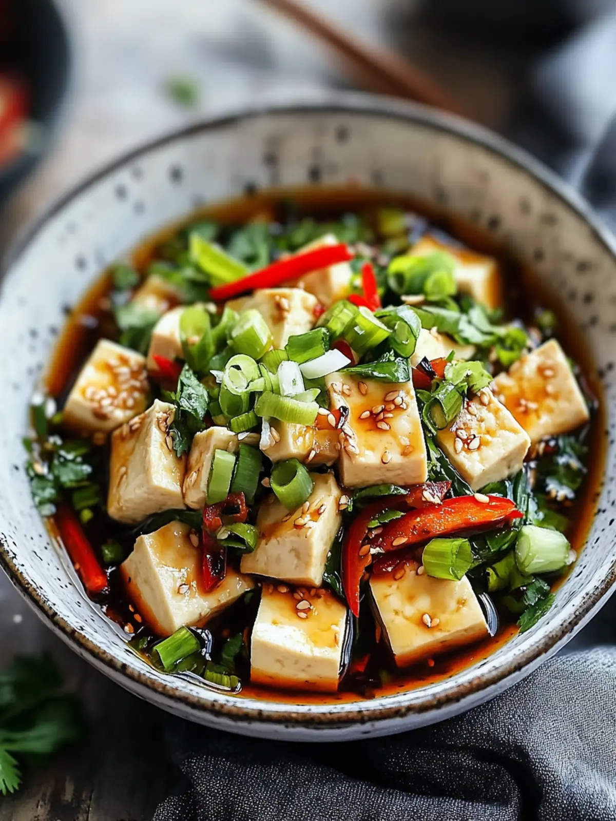 Cold Okinawan Tofu Salad with Ume Dressing