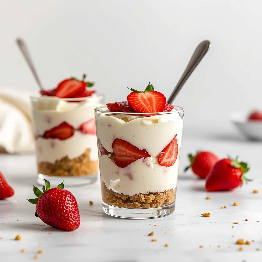 No-Bake Strawberry Mascarpone Cheesecake Parfaits