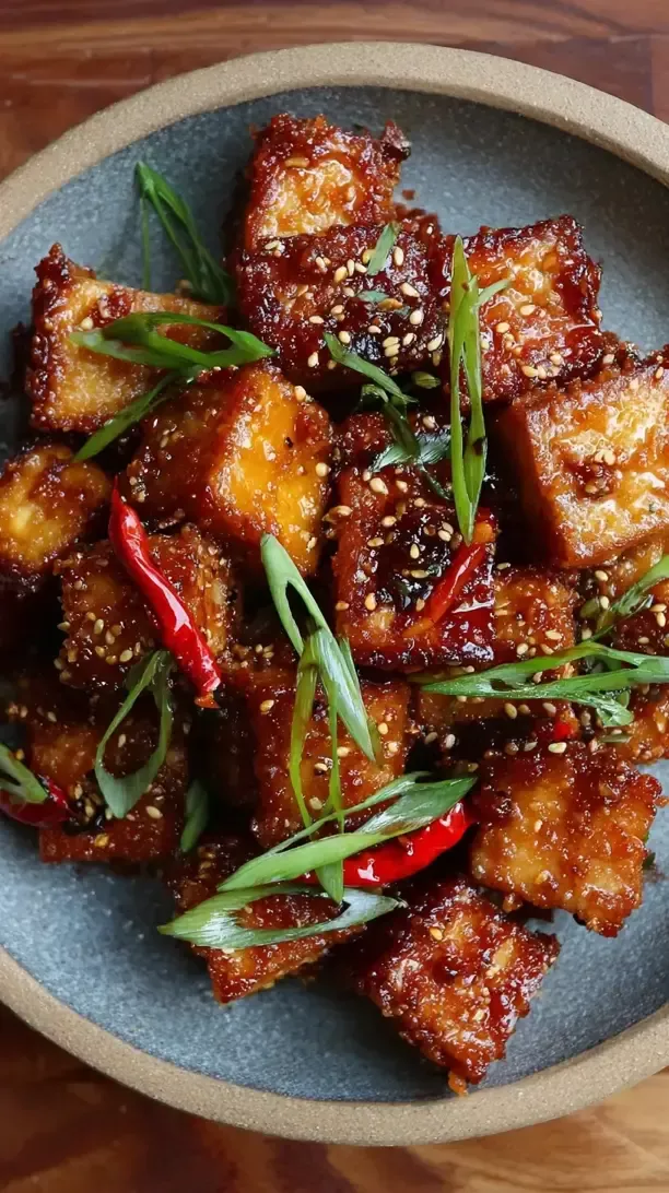 Crispy Pan-Fried Tofu with Garlic Soy Glaze