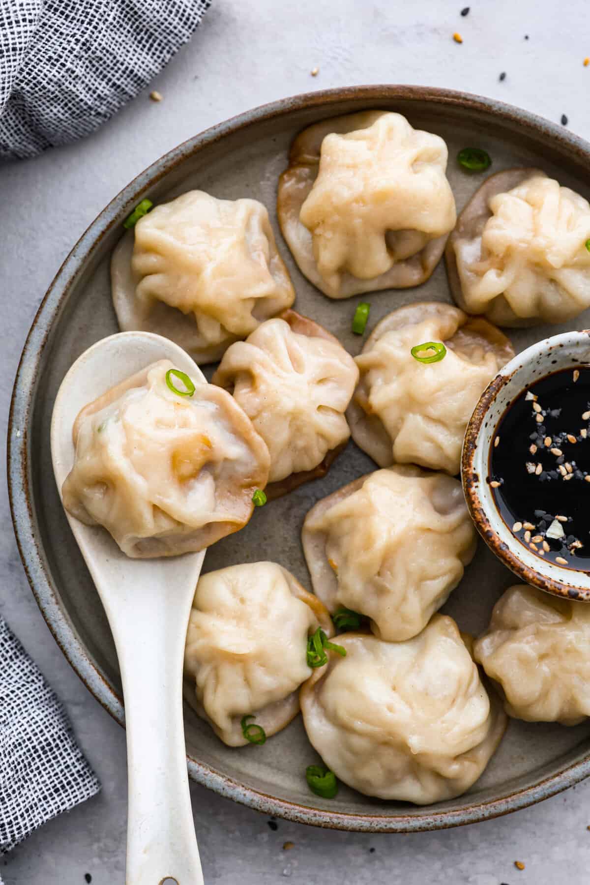 Pan-Steamed Shanghainese Soup Dumplings with Pork and Ginger