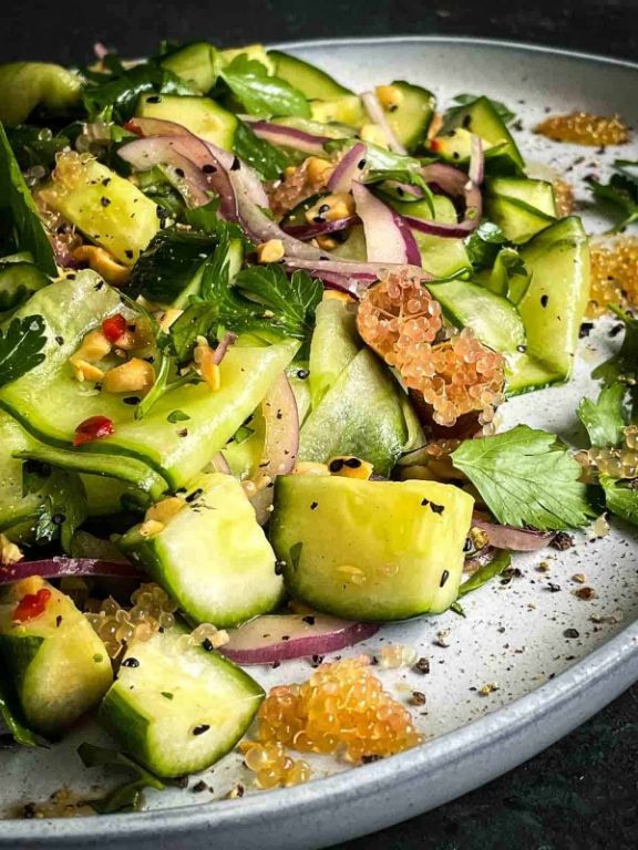 Native Herb and Pumpkin Seed Salad with Finger Lime Dressing