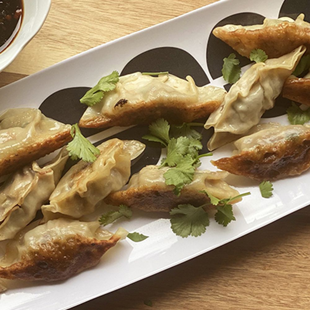 Pan-Fried Gyoza with Soy Garlic Dipping Sauce