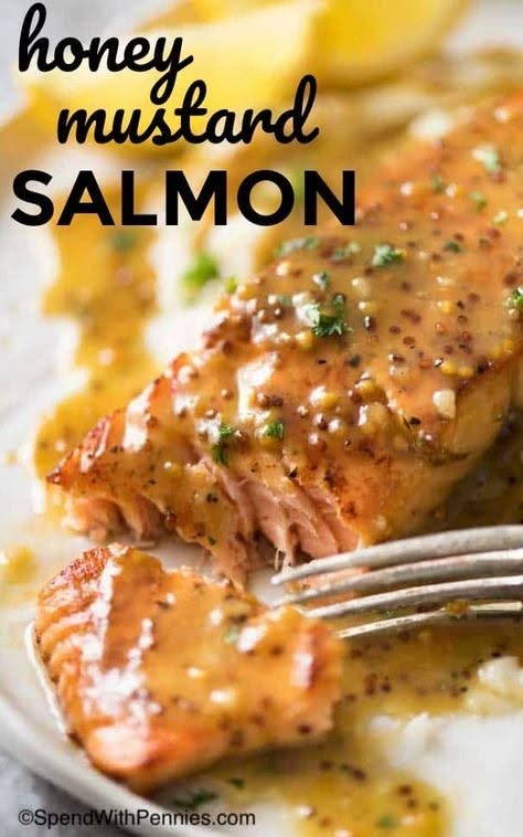 Pan-Roasted Salmon with Honey Mustard Glaze