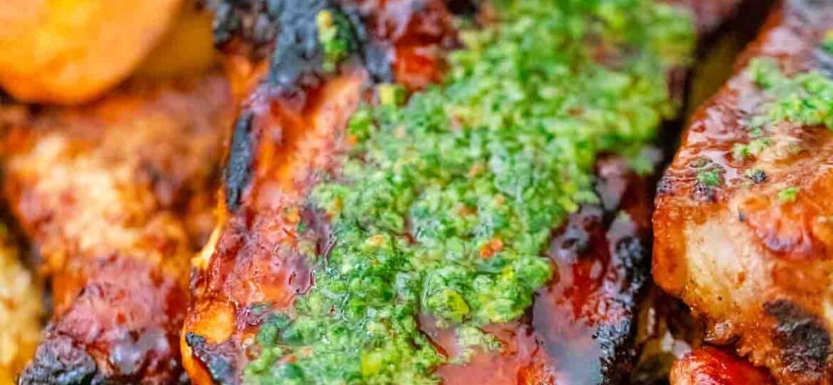 Grilled Citrus-Lime Pork Skewers with Chimichurri