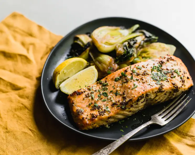 Maple-Mustard Glazed Grilled Salmon Steaks