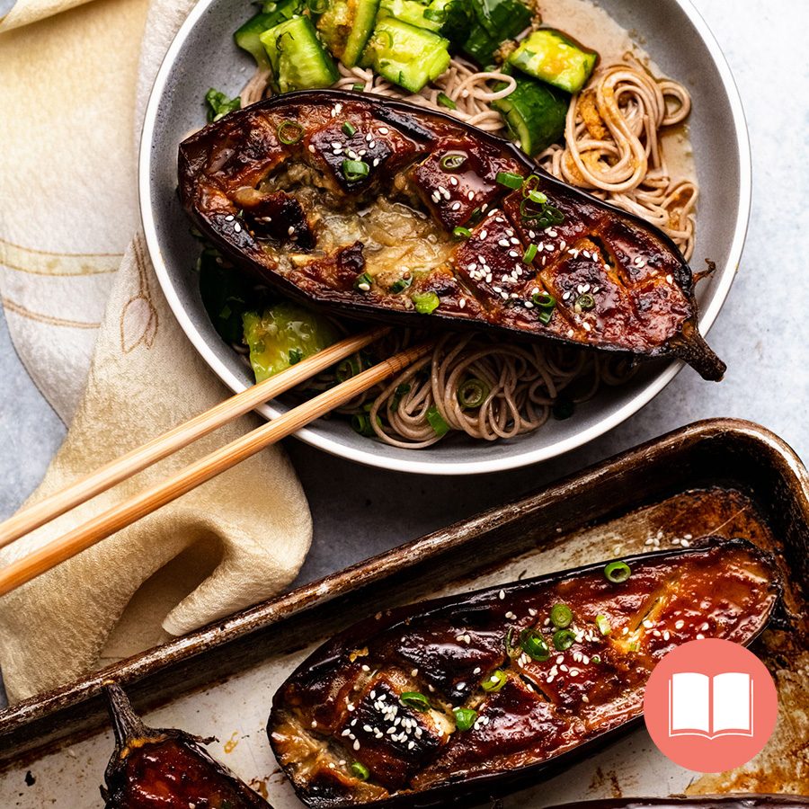 Seared Miso-Glazed Eggplant with Garlic Scallion Sauce