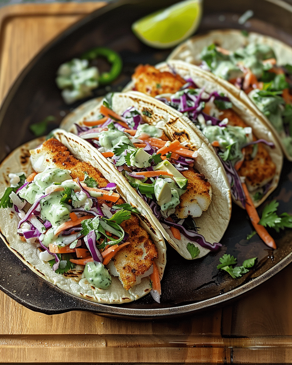 Pan-Seared Baja-Style Fish Tacos with Cilantro-Lime Slaw