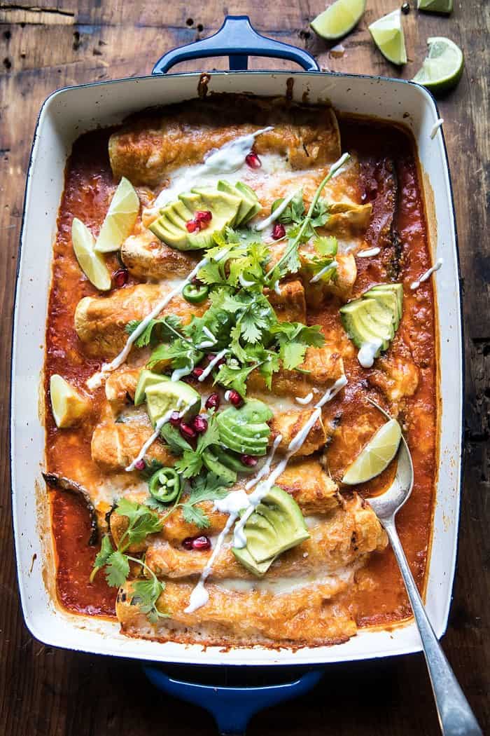 Fire-Roasted Poblano and Black Bean Enchiladas with Cotija