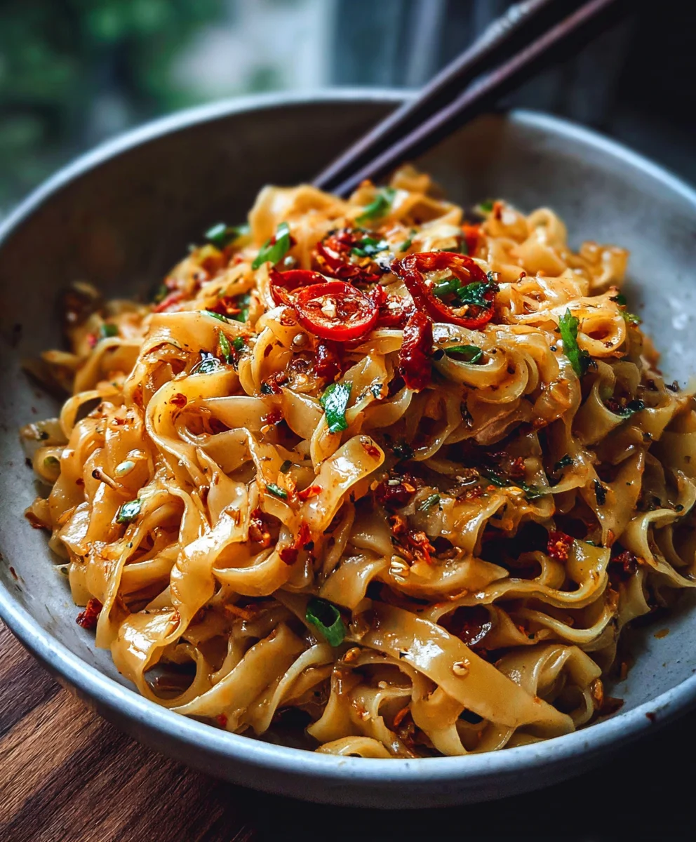Sautéed Garlic and Chili Noodles with Soy-Ginger Sauce