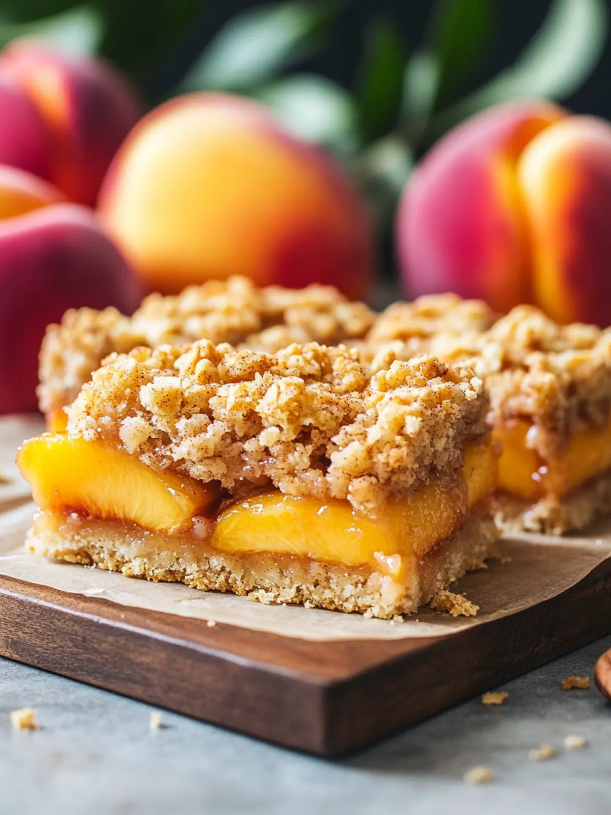 Peach Cinnamon Crumble Bars