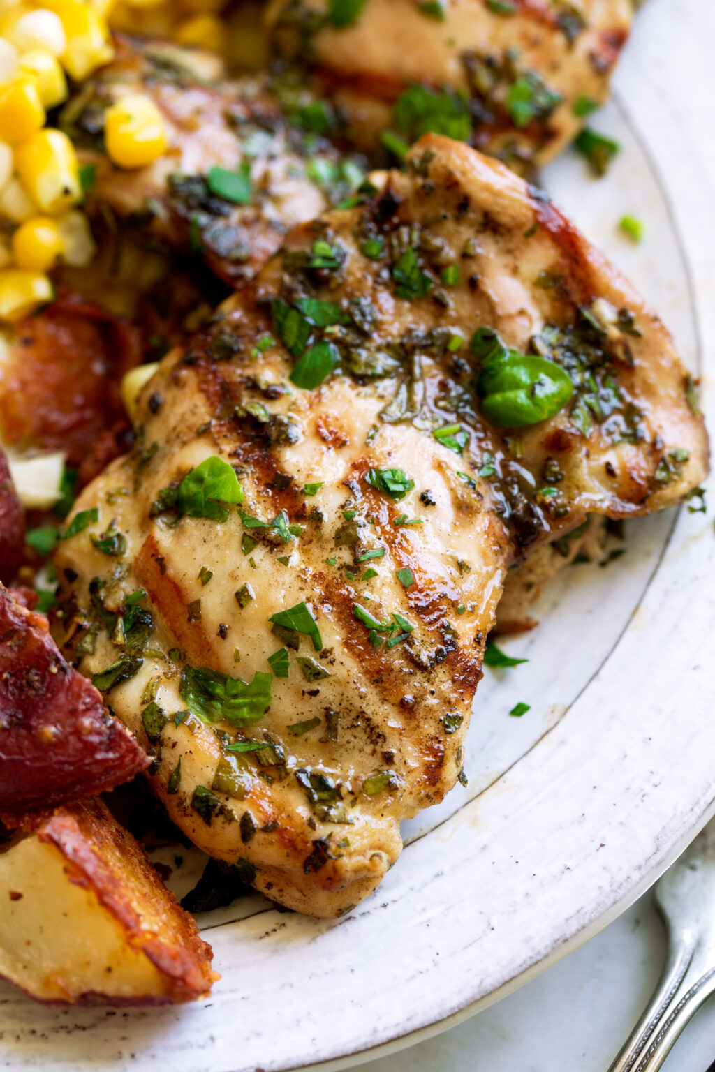 Charcoal-Grilled Herb-Marinated Chicken Thighs