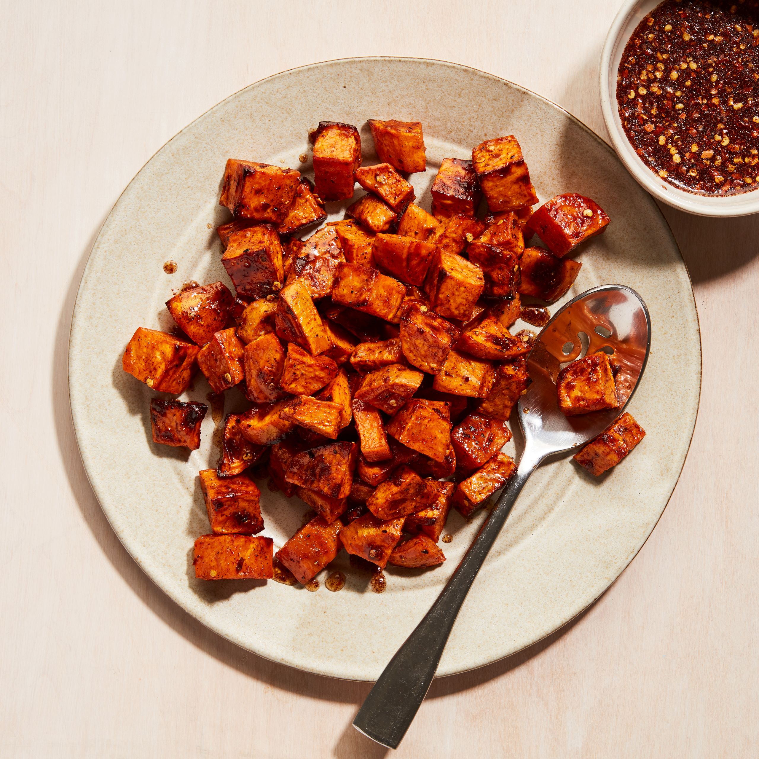 Whiskey-Spiced Maple Roasted Sweet Potatoes