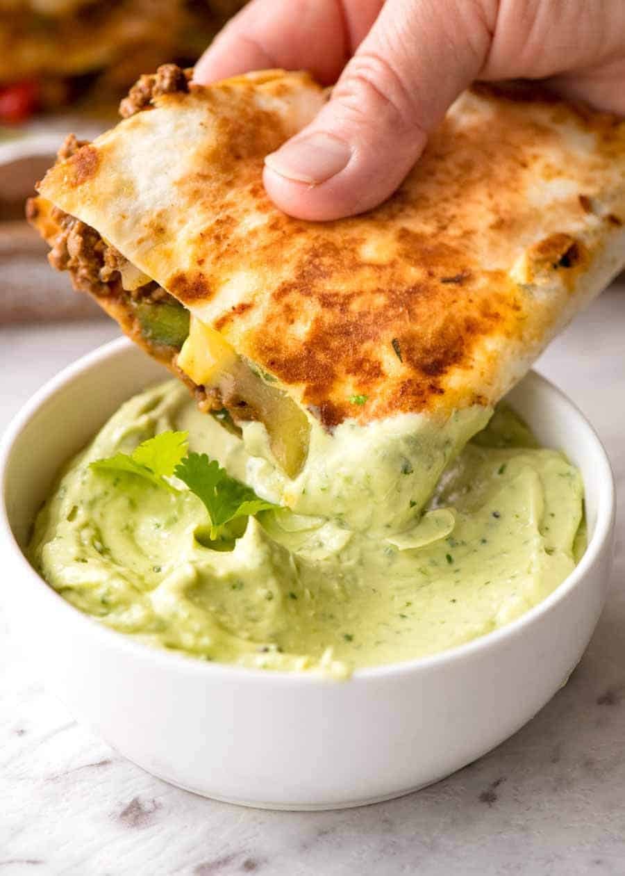 Homemade Mini Cheese Quesadillas with Avocado Dip