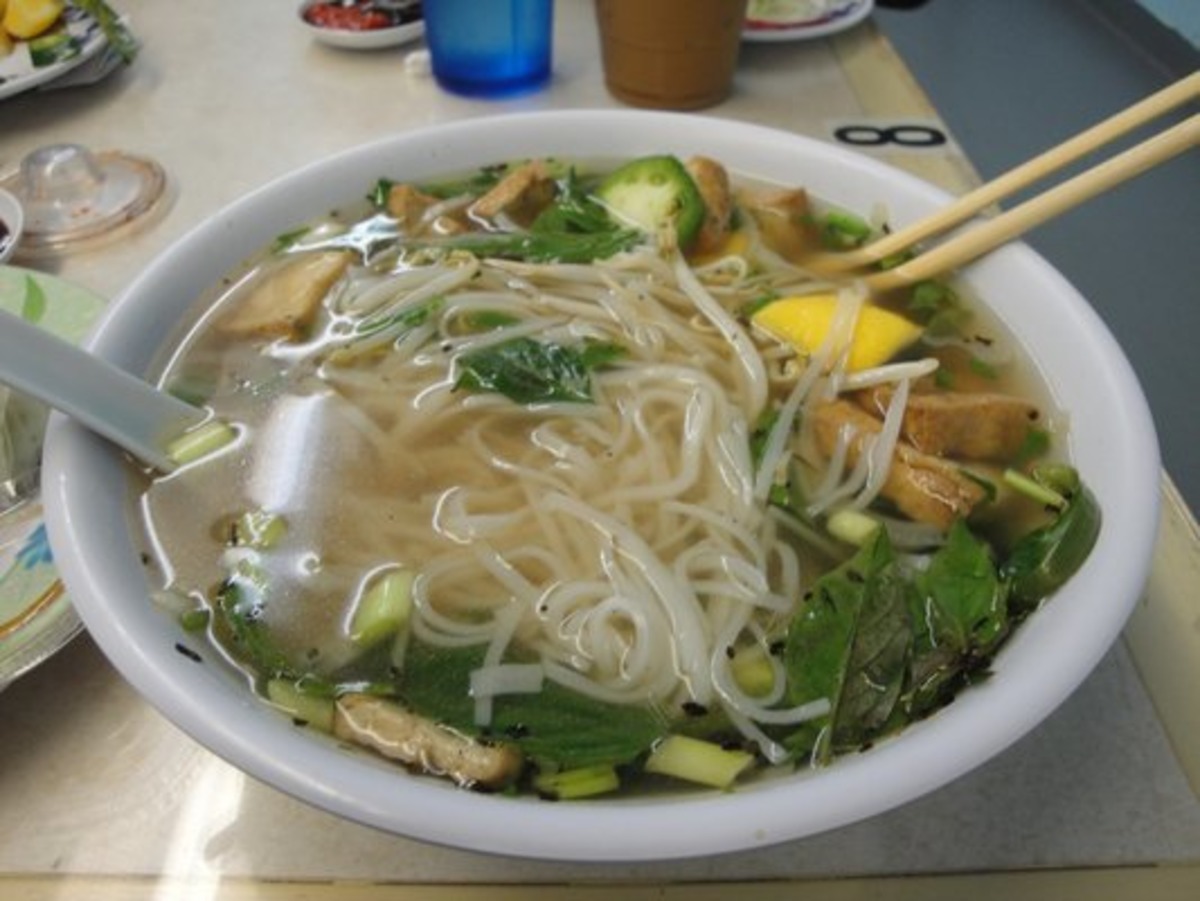 Vietnamese Pho-Inspired Vegetarian Rice Noodle Soup