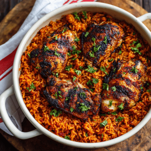Grilled Jollof Chicken with Spiced Tomato Sauce
