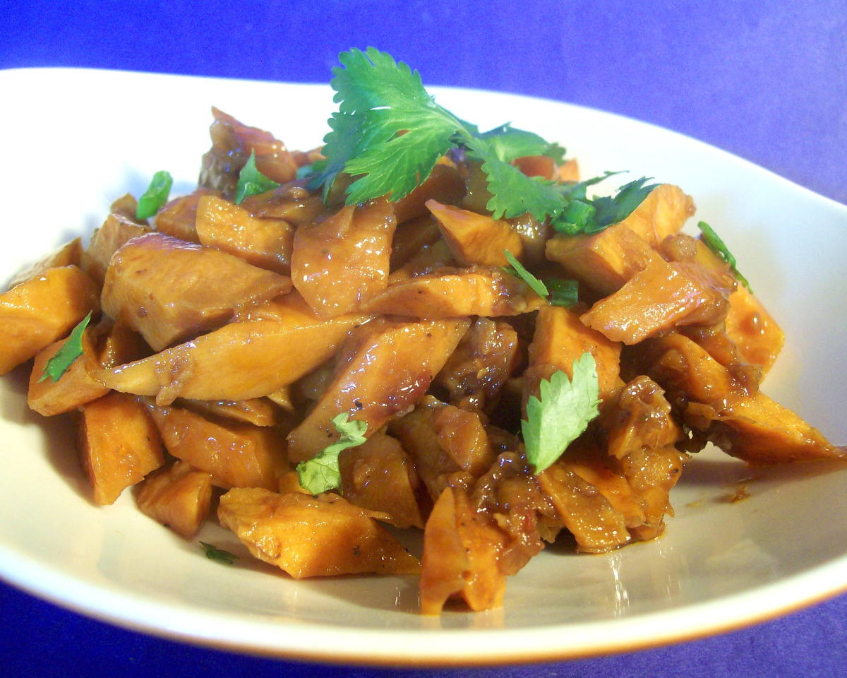Spicy Okinawan Sweet Potato and Pork Stir Fry