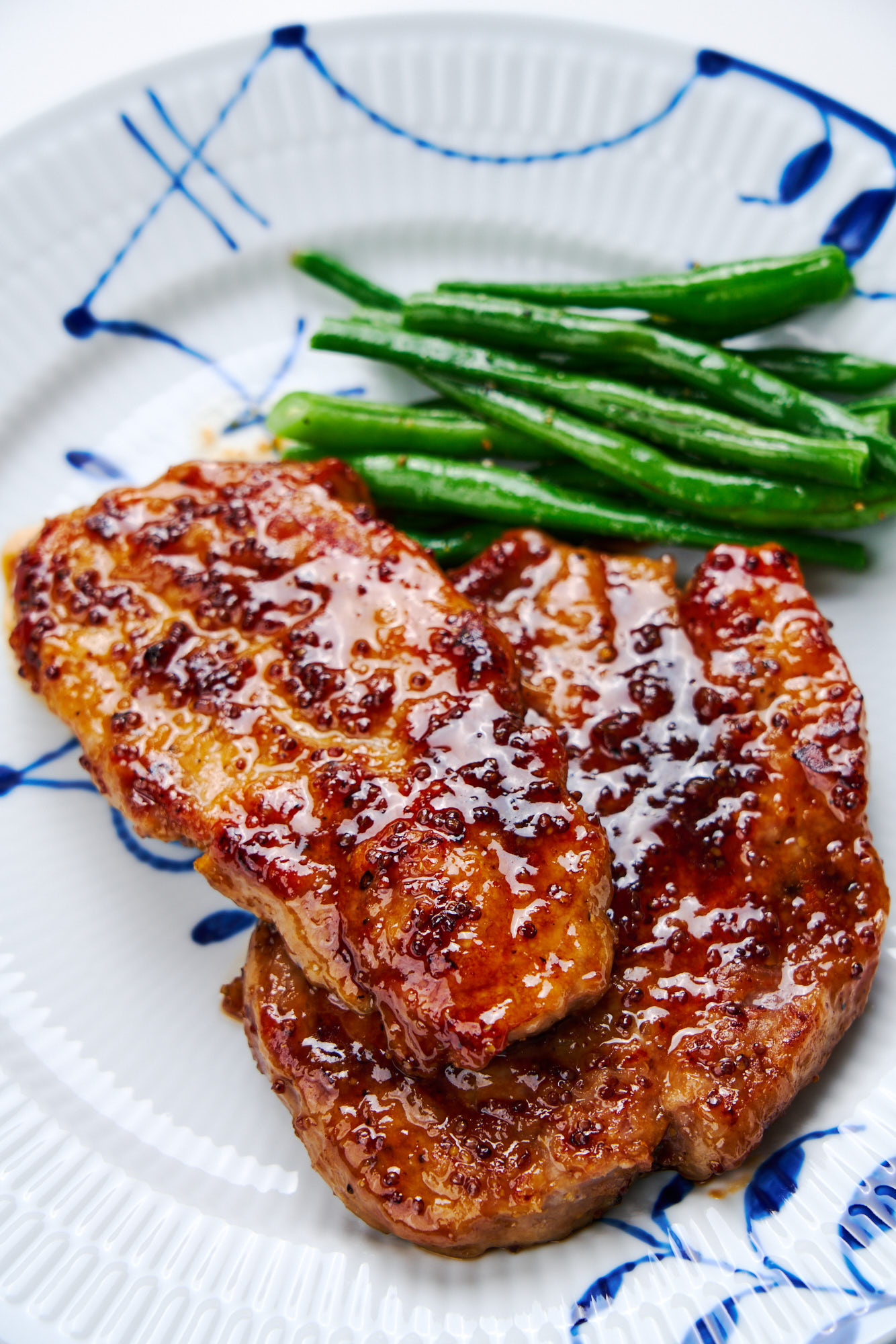 Maple-Glazed Grilled Pork Chops with Mustard Herb Sauce