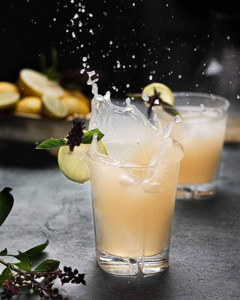 Ginger-Lime Rum Fizz with Fresh Basil