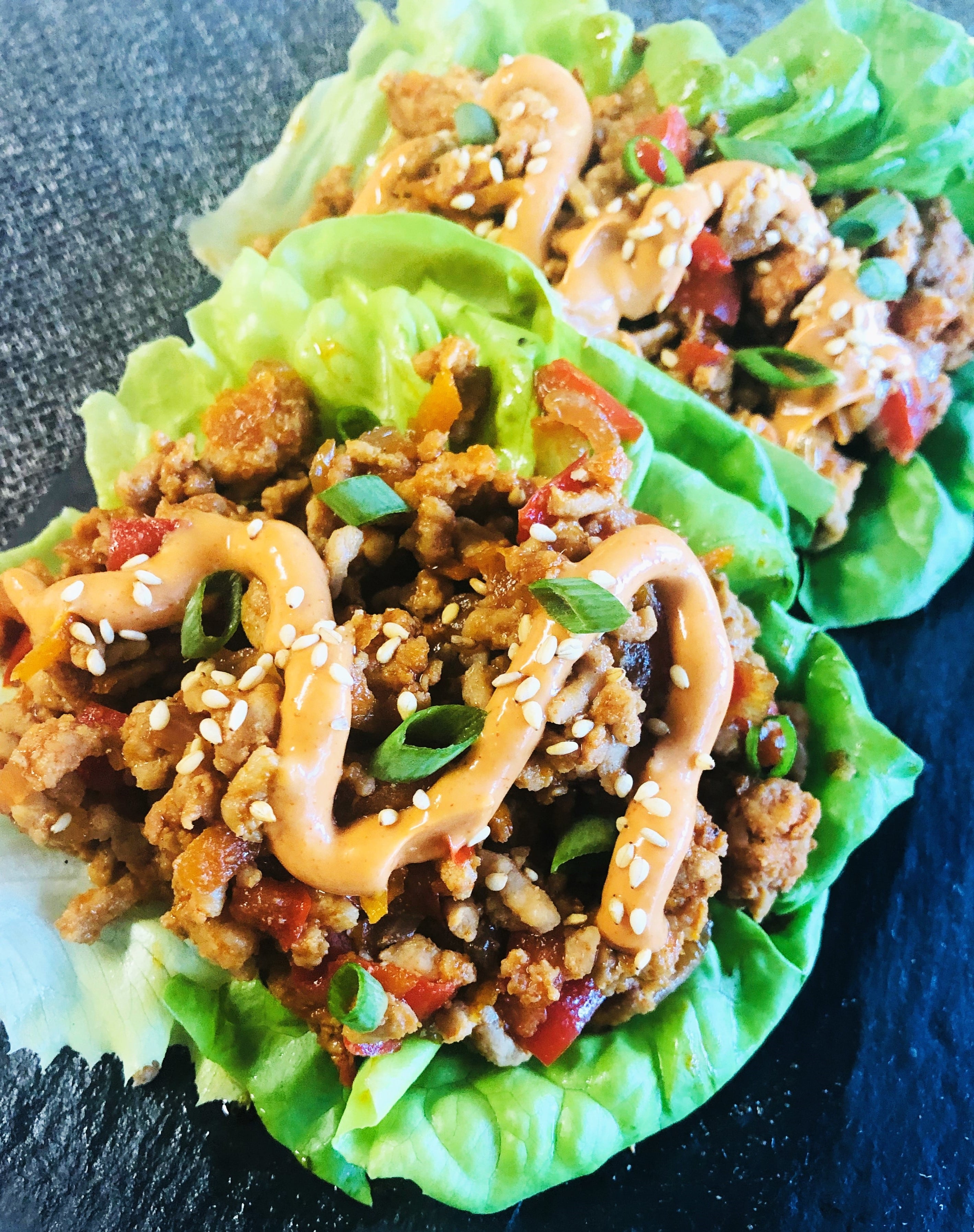 Crisp Korean-Style Pork Belly Lettuce Wraps with Spicy Gochujang Sauce