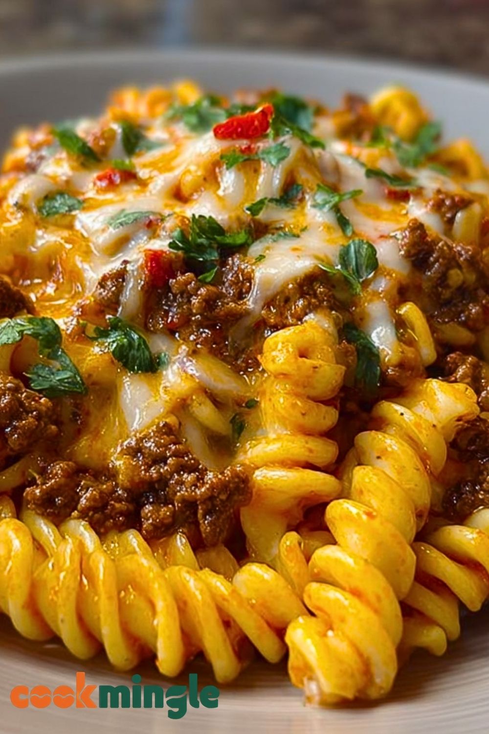 Baked Rotini with Turkey Meat Sauce and Mozzarella
