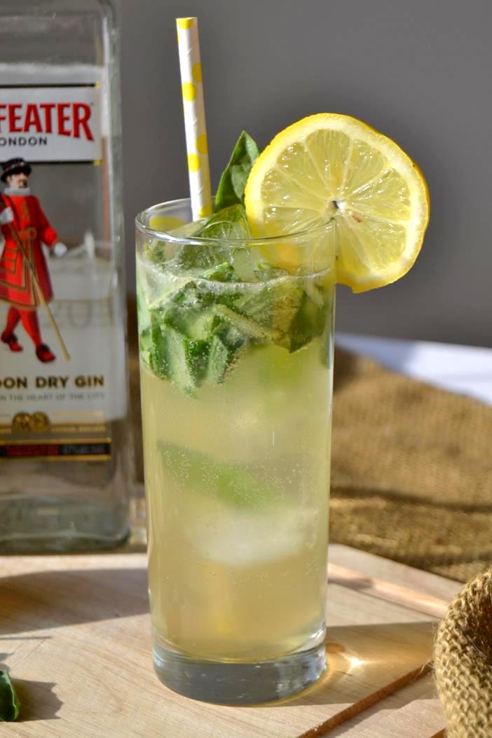 Citrus-Honey Gin Fizz with Fresh Basil