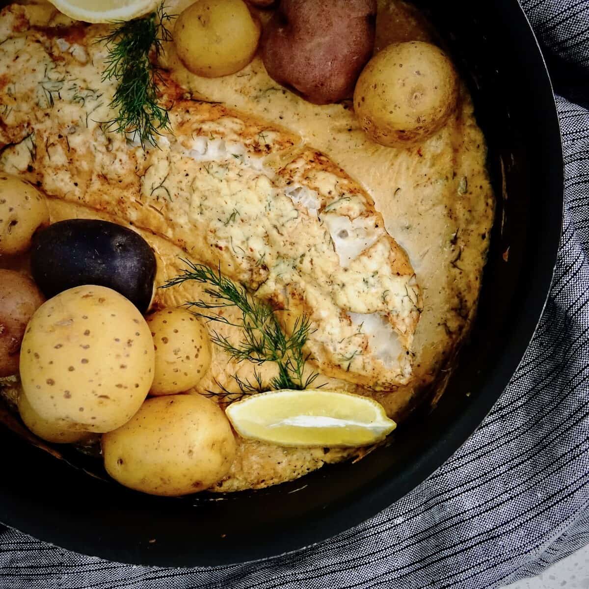 Pan-Seared Cod with Nordic Dill and Mustard Sauce