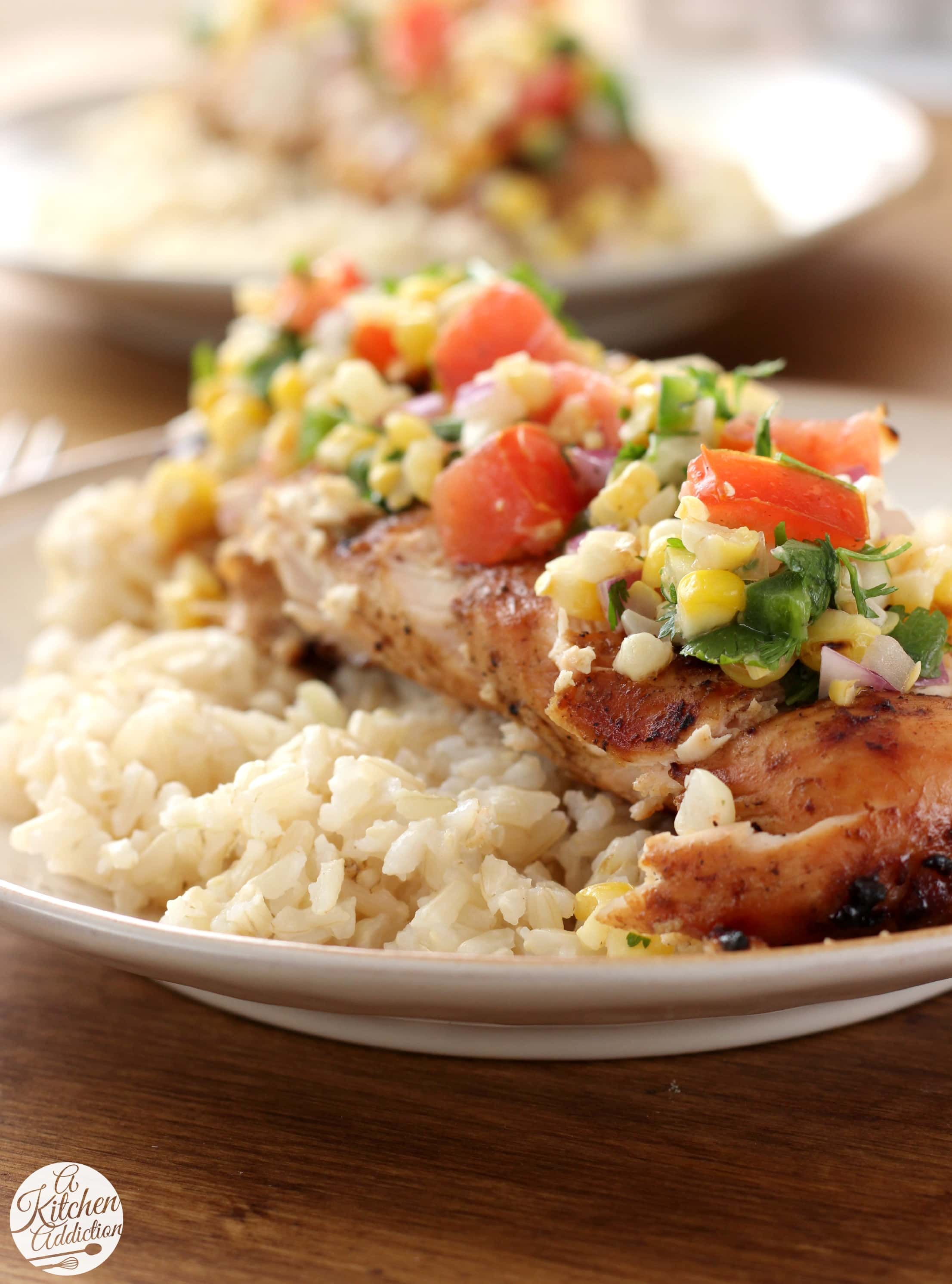 Grilled Stow-Style Herb Chicken with Summer Corn Salsa