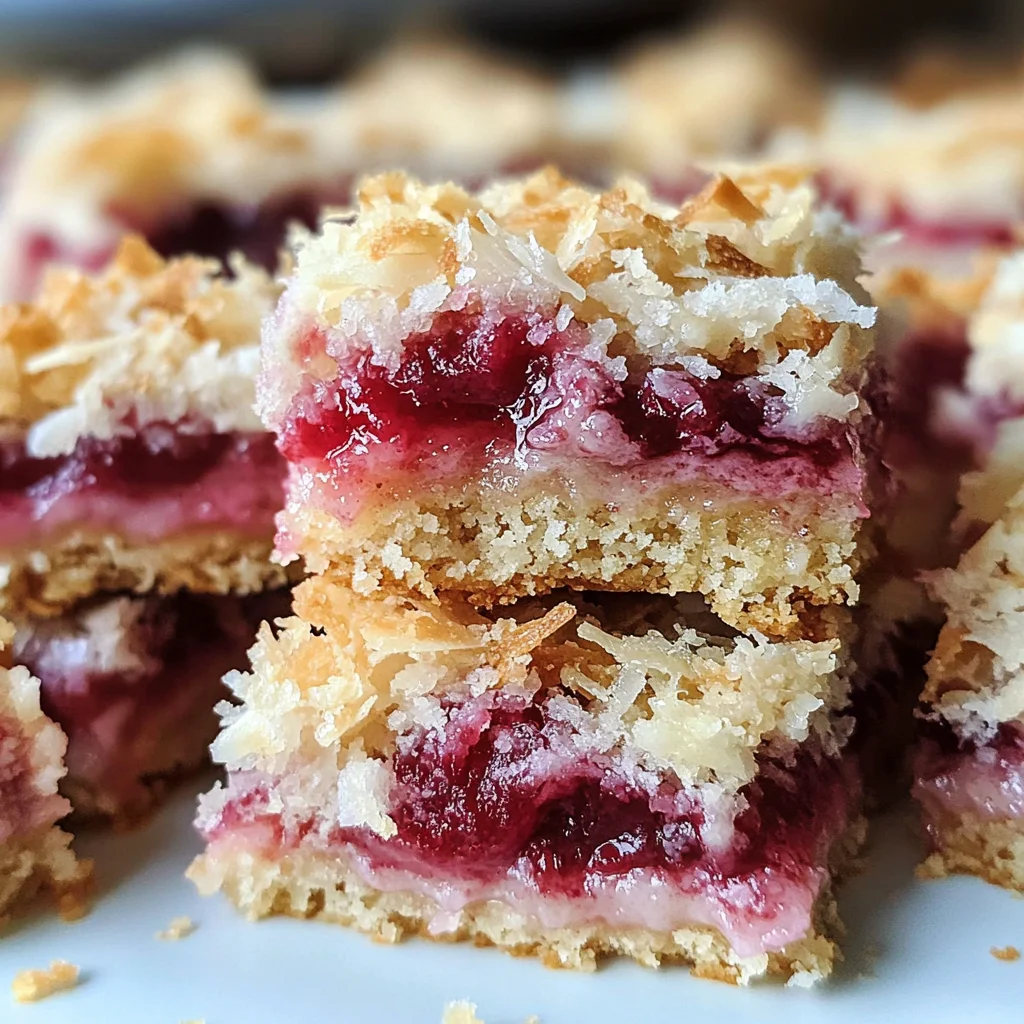 Baked Lamington Bars with Coconut and Raspberry Jam