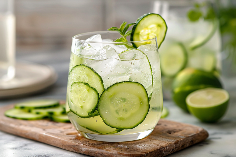 Herb-Pressed Gin and Cucumber Collins