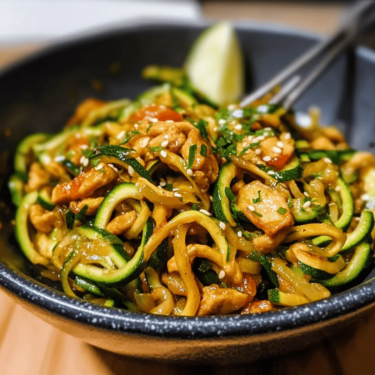 Zucchini Noodle Stir-Fry with Ground Pork and Sesame