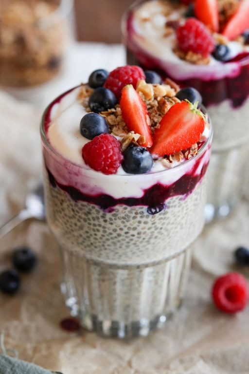 No-Bake Chia Seed and Mixed Berry Parfait