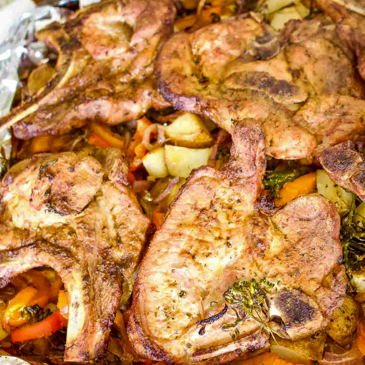 Pan-Seared Pork Chops with Roasted Regional Root Vegetables