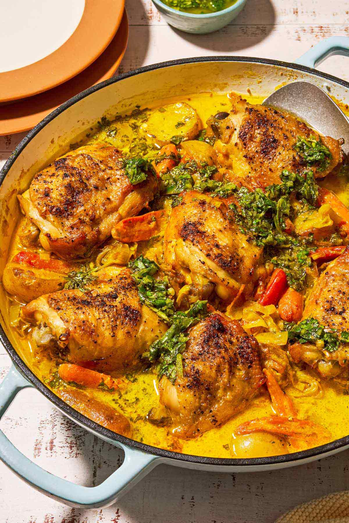 Pan-Roasted Chicken with Saffron and Garlic