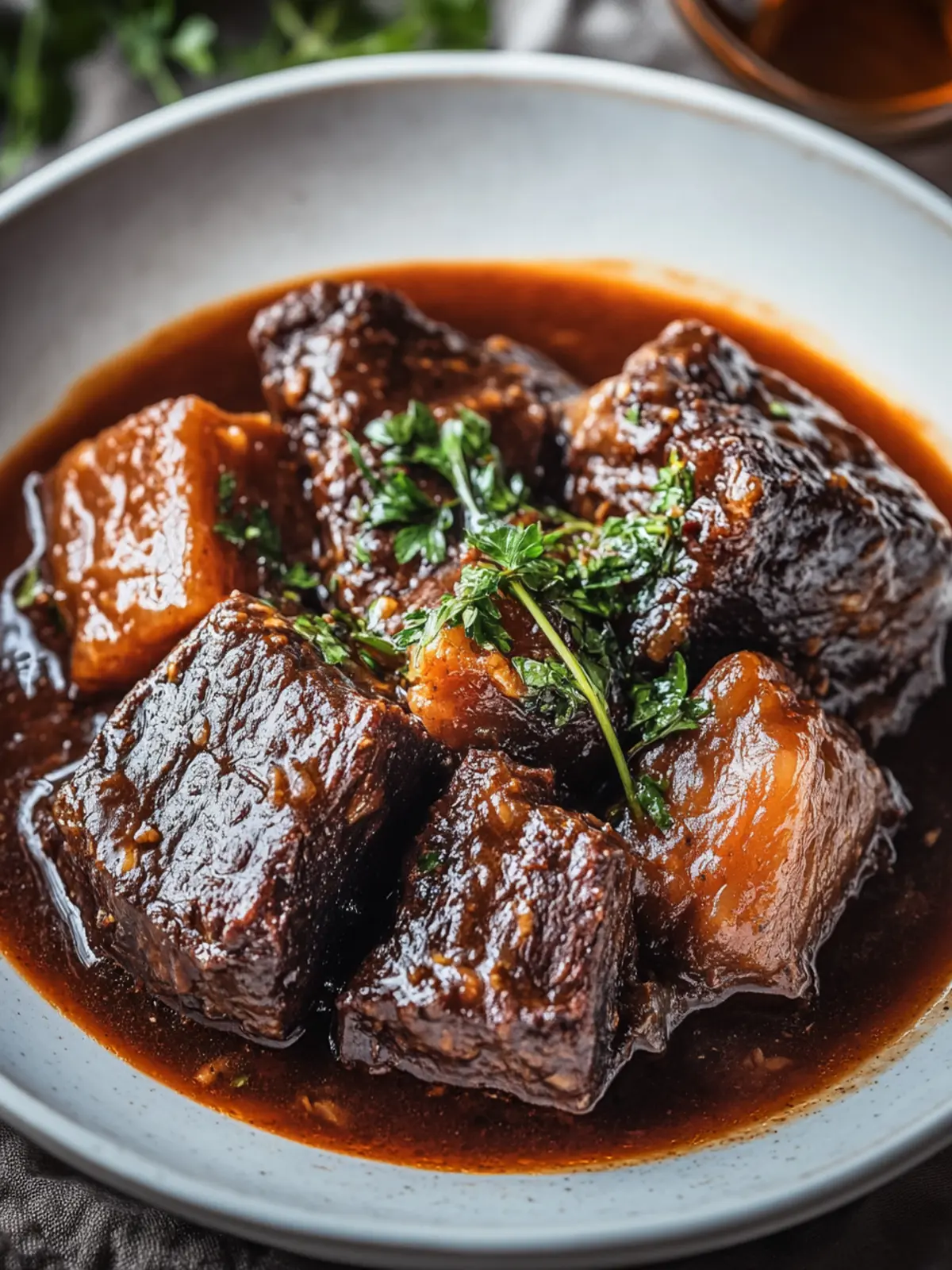Slow-Braised Beef with Caramelized Onion and Red Wine Reduction